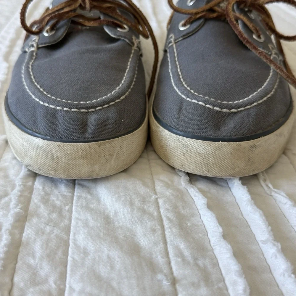 Ralph Lauren Polo Mens 10D Canvas Shoes‎ Leather Laces Boat Nautical Preppy